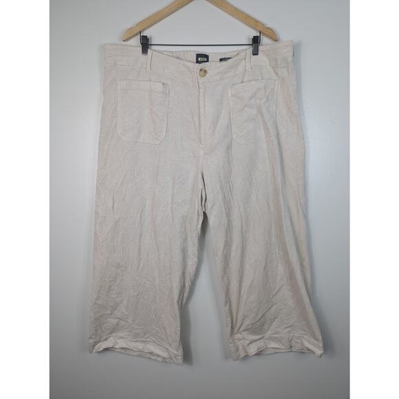 Maeve Anthropologie The Colette Cropped Wide Leg Corduroy Pant in Ivory - Picture 2 of 8